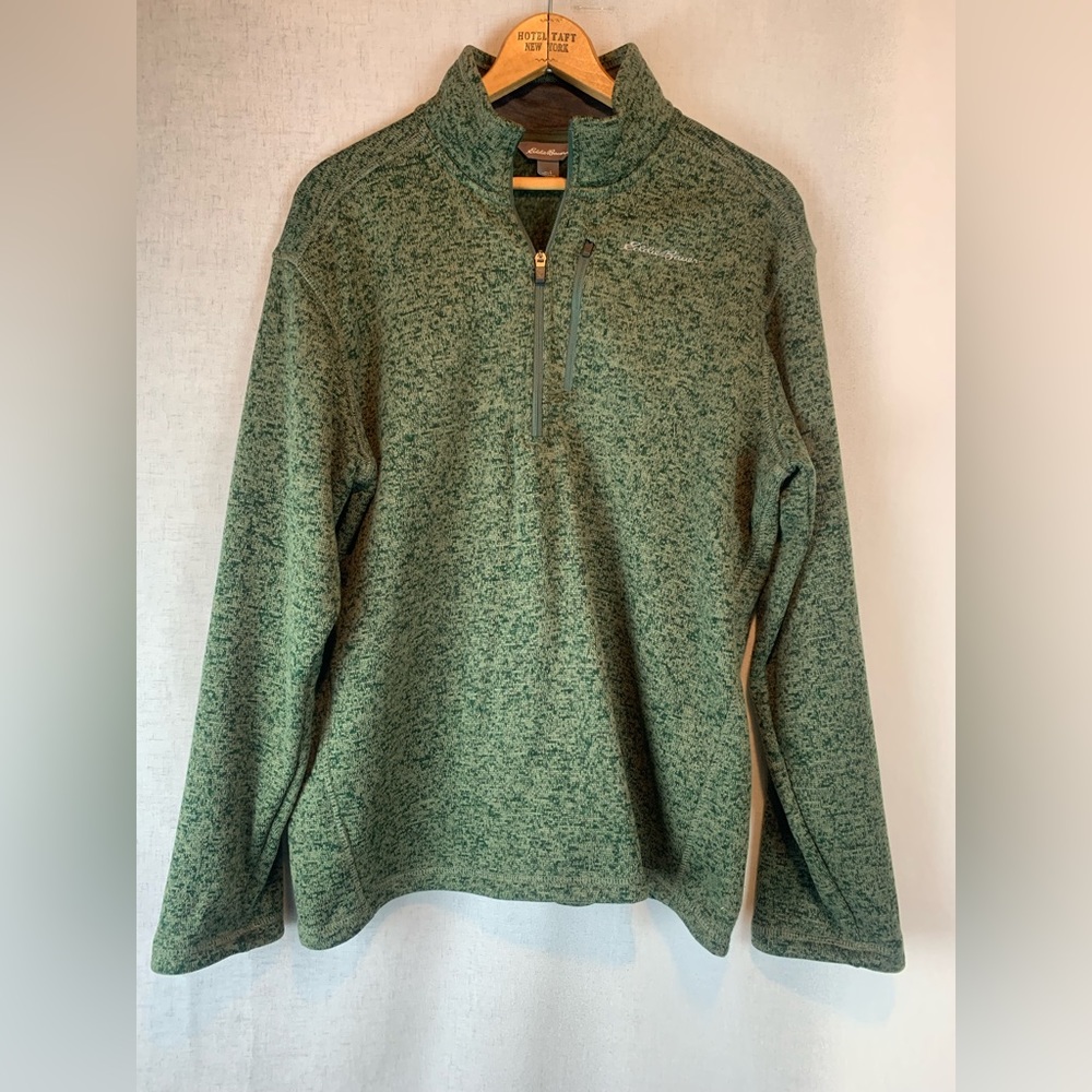 Eddie Bauer olive green pullover large Convector 1/2-Zip